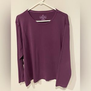Long Sleeve Purple Cotton T-Shirt, size 3XL